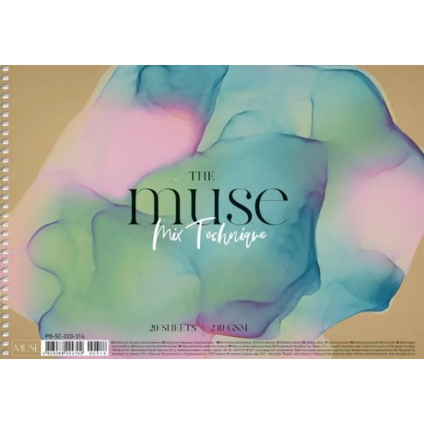Альбом для малювання на пружині 20 аркушів A4 Muse MixTechnique (1) (36) PB-SC-020-314 Школярик
