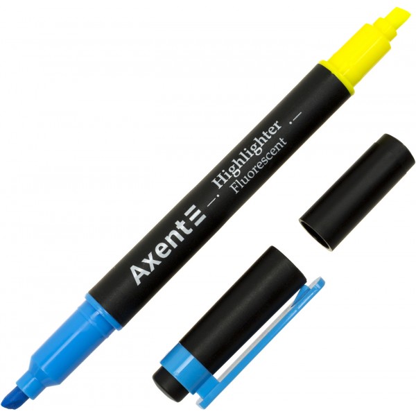  Текстмаркер Axent клиновидный Highlighter Dual 2-4 мм голубой (12) (144) №2534-02-A