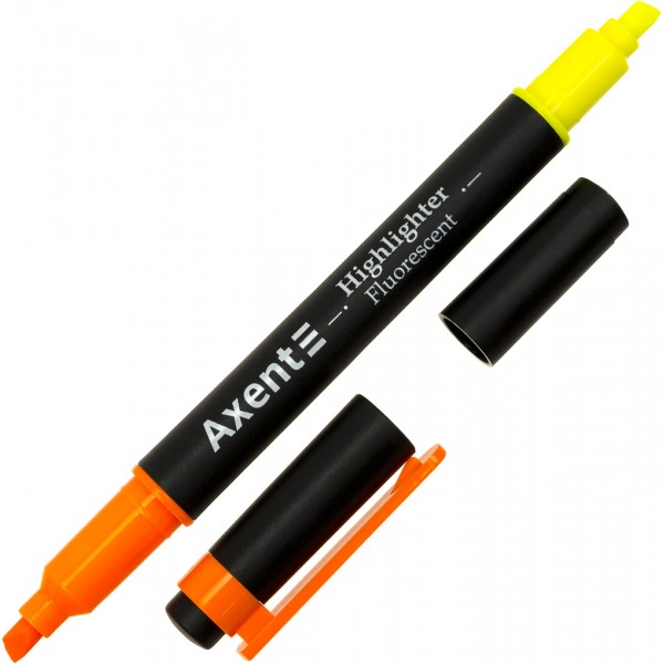  Текстмаркер Axent клиновидний Highlighter Dual 2-4 мм оранжевий (12) (144) №2534-12-A