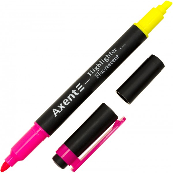  Текстмаркер Axent клиновидный Highlighter Dual 2-4 мм розовый (12) (144) №2534-10-A