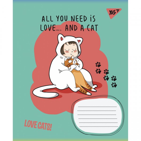  Тетрадь 12 листов косая линия 1В Love cats (25) (500) №765774