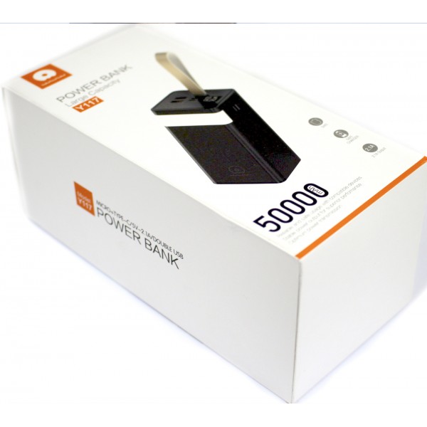 УМБ WUW Power Bank 50000mAh 2USB 2.1A black з дисплеєм та ліхтарем №Y117/Breidon/