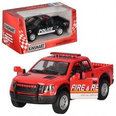 Машина металлическая Ford F-150 SVT Police/Fire Kinsmart в коробке (24) (96)  KT-5365-WPR