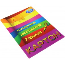 Картон кольоровий двосторонній А4 7 аркушів Тетрада (50)