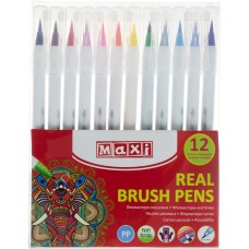 Фломастери-пензлики Maxi Real Brush 12 кольорів (24) MX15232