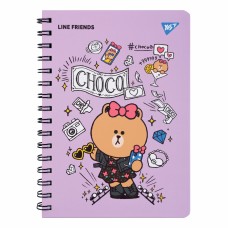 Блокнот пруж. А5 80арк. "Line Friends" Choco з гумкою №151771/Yes/(1)(10)(20)