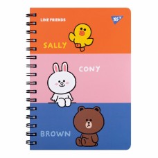 Блокнот пруж. A5 80арк. "Line Friends" з гумкою №151770/Yes/(1)(10)(20)