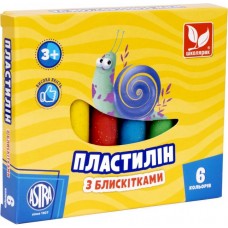 Пластилін восковий 6 кольорів 78 гр Школярик з блискітками (26) №303109001 