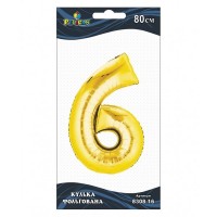 Шарик воздушный фольгированный  Цифра-6 80 см золото (1) 830816 Pelican