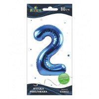 Шарик воздушный фольгированный  Цифра-2 80 см синий (1) (5) (20) 830852 Pelican