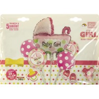 Набір кульок повітряних фольгованих Baby Girl (коляска)  5 шт (10) №Т-069  