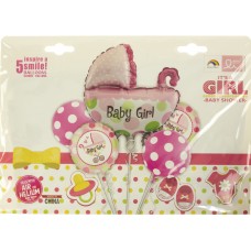Набір кульок повітряних фольгованих Baby Girl (коляска)  5 шт (10) №Т-069  