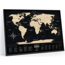  Плакат-скетч карта світу Travel Map Black World