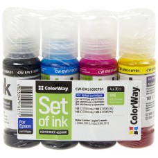 Чернила к-кт ColorWay Epson L-3100/3110/3150/3151 series 4х70мл black,cyan,magenta,yellow