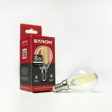 Лампа Etron Filament Power прозрачное стекло LED 1-EFP-144 G45 8 Вт 4200 K Е14 (10)