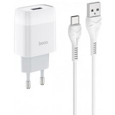 Зарядний пристрій Hoco 2в1 (adapter + Type-C) 1USB 2.1 A white C72 A
