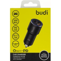 Зарядний пристрій авто Budi №CC628TQB швидка зарядка 1USB+Type-C 38W black/Breidon/