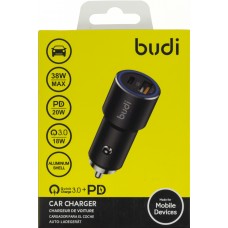 Зарядний пристрій авто Budi №CC628TQB швидка зарядка 1USB+Type-C 38W black/Breidon/