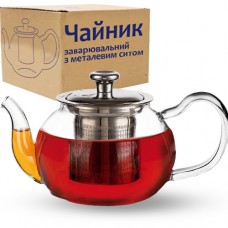  Заварник для чаю скло 580 мл з металевим ситом S&T (24) №32237