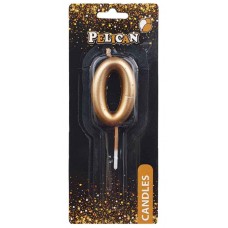 Свічка в торт Цифра-0 золото 4,5см Pelican (1) (100) (800) 864510 