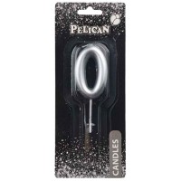 Свеча в торт Цифра-0 серебро 4,5см Pelican (1) (100) (800) 864520 