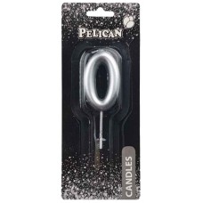 Свічка в торт Цифра-0 срібло 4,5см Pelican (1) (100) (800) 864520 
