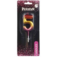 Свеча в торт Цифра-5 радужная 4,5см Pelican (1) (100) (800) 864565
