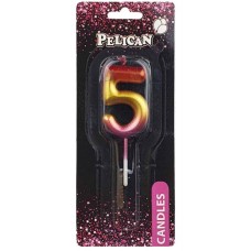 Свічка в торт Цифра-5 райдужна 4,5см Pelican (1) (100) (800) 864565