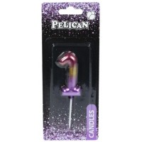 Свеча в торт Цифра-1 радужная 6см Pelican (1) (12) (600) 866061 