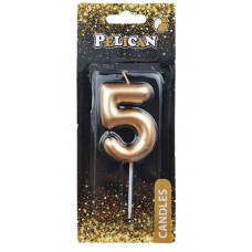 Свічка в торт Цифра-5 золото 4,5см Pelican (1) (100) (800) 864515 