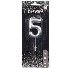 Свічка в торт Цифра-5 срібло 4,5см Pelican (1) (100) (800) 864525 
