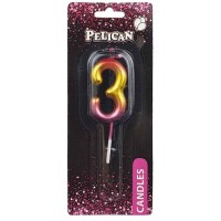 Свеча в торт Цифра-3 радужная 4,5см Pelican (1) (100) (800) 864563 
