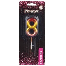 Свічка в торт Цифра-8 райдужна 4,5см Pelican (1) (100) (800) 864568 