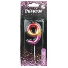 Свічка в торт Цифра-9 райдужна 4,5см Pelican (1) (100) (800) 864569 