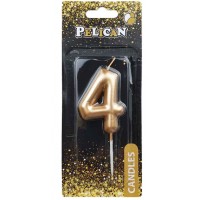 Свічка в торт Цифра-4 золото 6см Pelican (1) (12) (600) 866014 