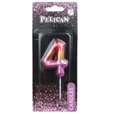 Свічка в торт Цифра-4 райдужна 6см Pelican (1) (12) (600) 866064 