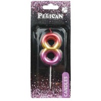 Свеча в торт Цифра-8 радужная 6см Pelican (1) (12) (600) 866068 