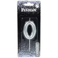 Свеча в торт  Цифра-0 серебро 6см (1) (12) (600) 866020 Pelican
