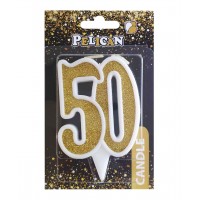 Свеча юбилейная 50" 7 см золото Pelican (1) (32) №867150