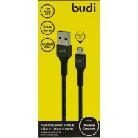 Кабель USB > microUSB Budi 2.4 A 1 м black Breidon №M8J210M/DC210M1B