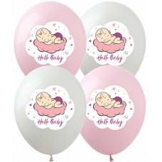 Набір кульок повітряних латексних 12" 30см Hello, Baby дівчинка 10 шт Pelican (1) №828474    
