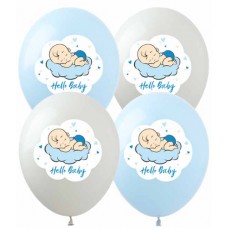 Набір кульок повітряних латексних 12" 30см Hello, Baby хлопчик 10 шт Pelican (1) №828475    