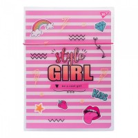 Зошит A4 48 аркушів клітинка в пластиковій папці Yes Style girl pink (1) 764429 