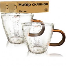 Набір чашок скло Вінтаж (4 шт) 250 мл (24) №203-1 S&T