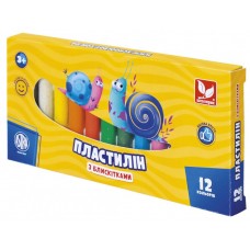 Пластилін восковий 12 кольорів 156 гр Школярик з блискітками (24) №303107001 