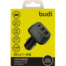 Зарядний пристрій автомобільний Budi швидка зарядка 3.0 2USB Type-C black Breidon №CC626TB 