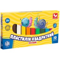 Пластилін восковий 10 кольорів 190 гр Школярик квадратний (24) №303115006  