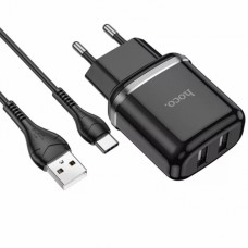 Зарядний пристрій Hoco N4 2в1 (adapter і cable) 2 USB 2.4A microUSB black  