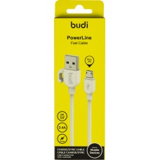 Кабель USB > microUSB Budi 2.4A 1м white №DC227M10W/Breidon/