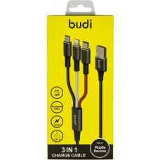 Кабель USB > lightning + Type-C + microUSB Budi №DC203A8-BLK 3в1 1m color/Breidon/